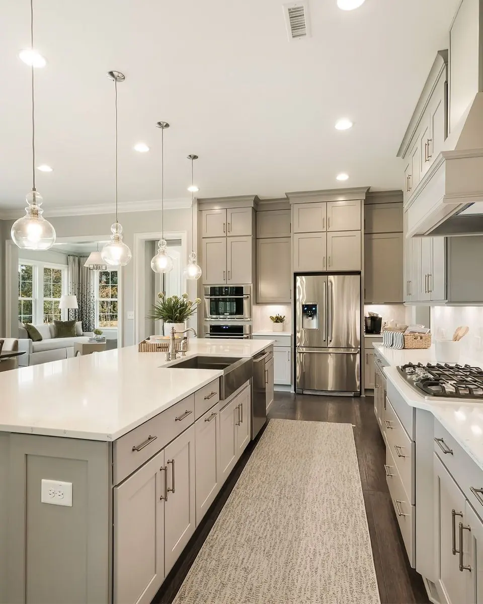 Kitchen island with an existing electrical receptacle on its end panel