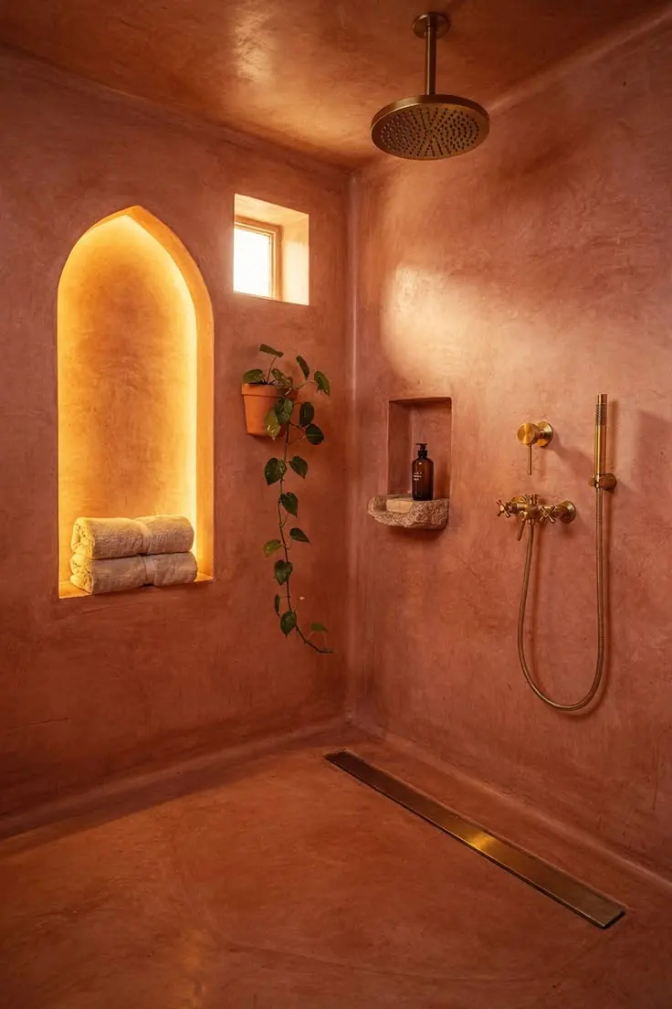 Tile niche with visible grout and sealant details